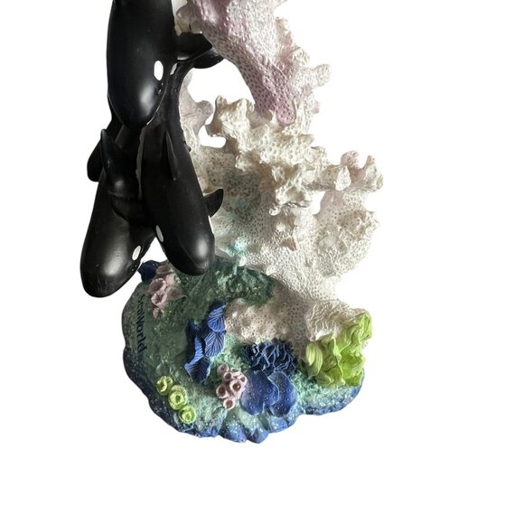 Vintage Seaworld Family Of Orca Whales Shamu On‎ White Coral 10" Ceramic Statue - Picture 5 of 16